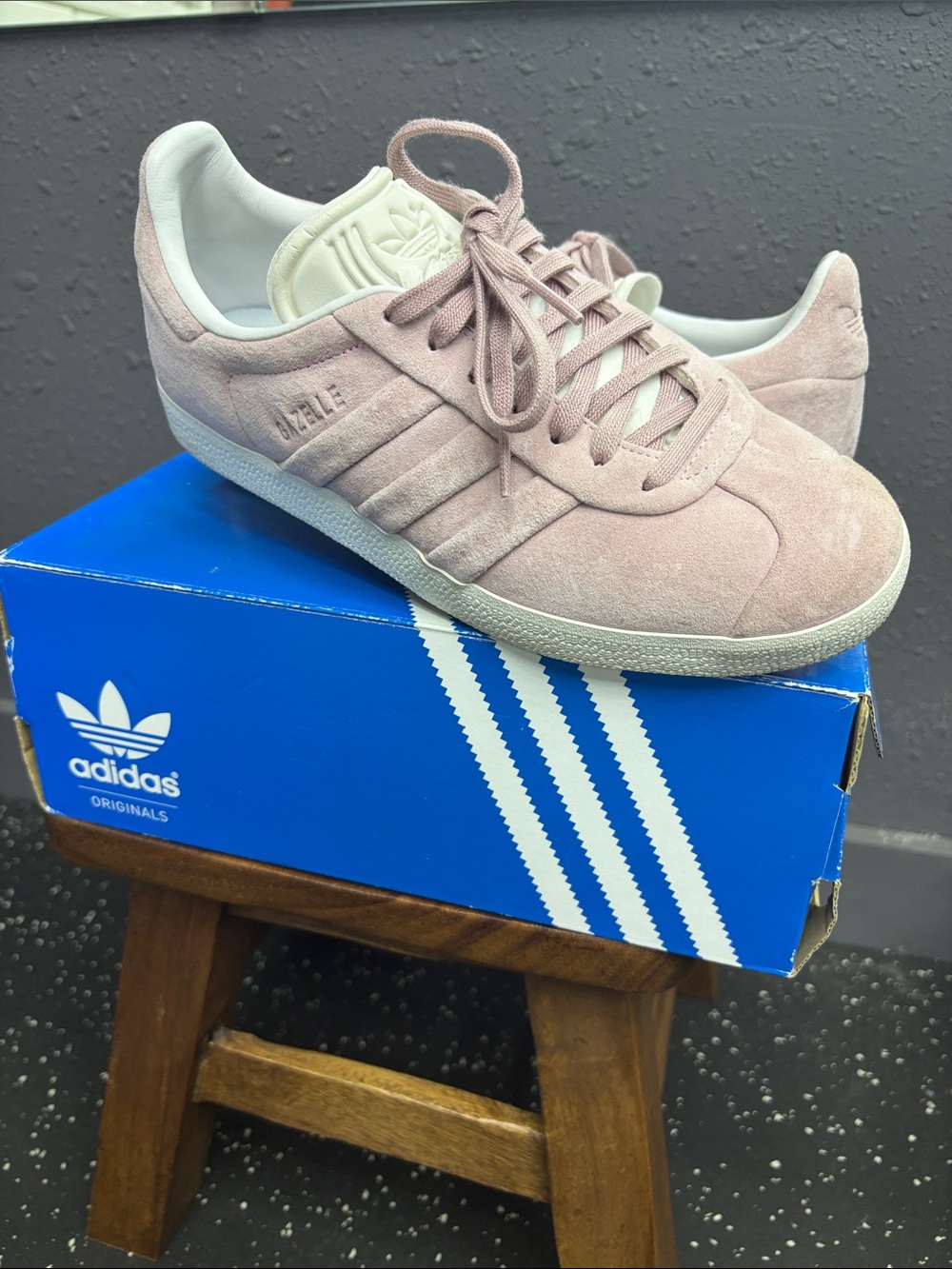 adidas Gazelle Suede Sneakers in Blush Pink and Off-White